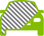 Green car icon, 60 percent of the icon shaded gray.